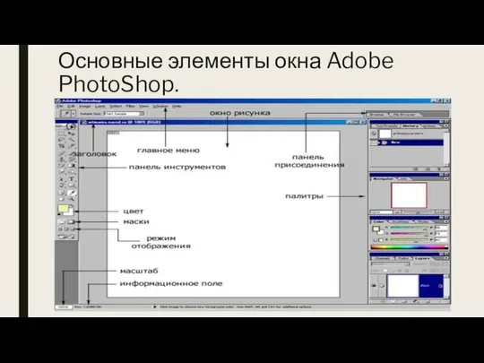 Основные элементы окна Adobe PhotoShop.