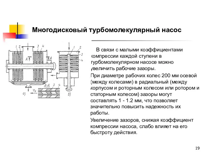 В связи с малыми коэффициентами компрессии каждой ступени в турбомолекулярном насосе