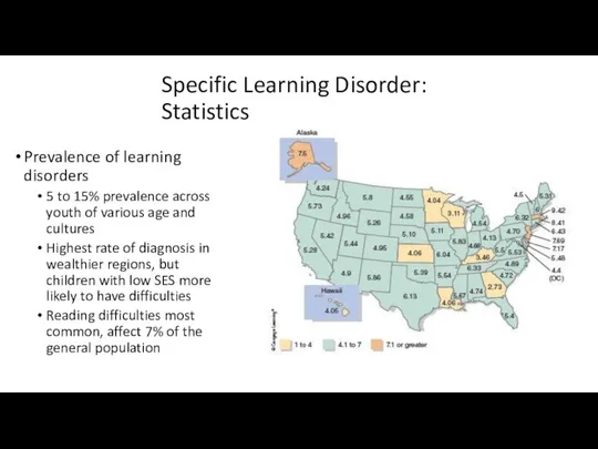 Specific Learning Disorder: Statistics Prevalence of learning disorders 5 to 15%