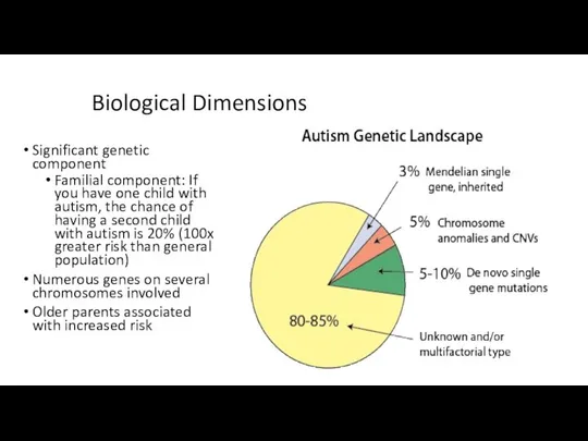 Biological Dimensions Significant genetic component Familial component: If you have one