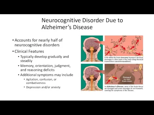 Neurocognitive Disorder Due to Alzheimer’s Disease Accounts for nearly half of