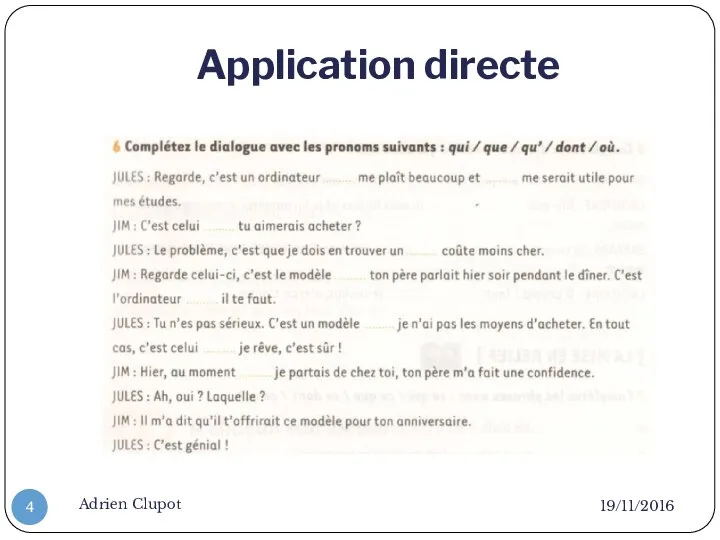 Application directe 19/11/2016 Adrien Clupot