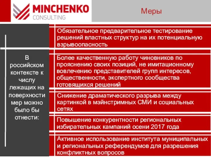 Меры Снижение драматического разрыва между картинкой в мэйнстримных СМИ и социальных