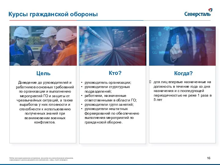 Курсы гражданской обороны Цель Доведение до руководителей и работников основных требований