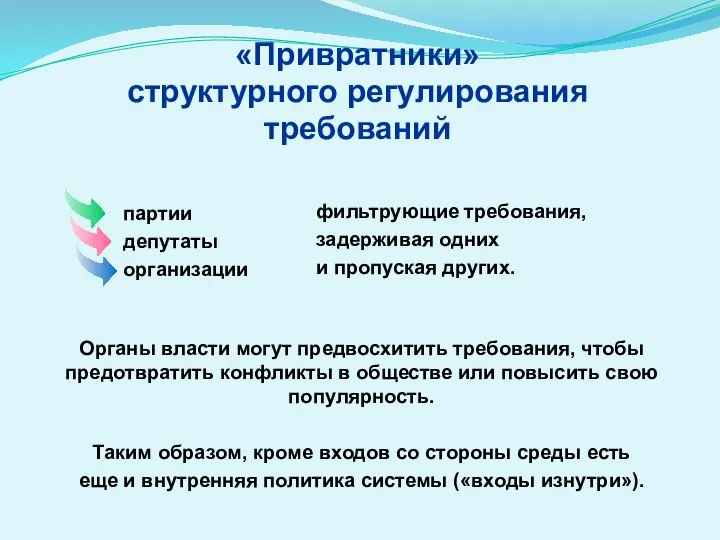 «Привратники» структурного регулирования требований Органы власти могут предвосхитить требования, чтобы предотвратить