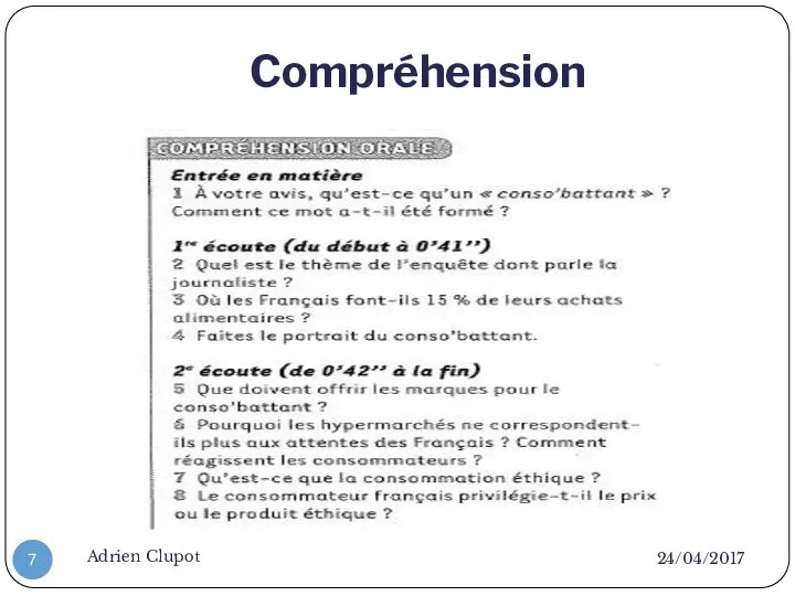 Compréhension 24/04/2017 Adrien Clupot