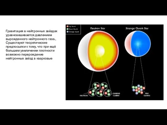Гравитация в нейтронных звёздах уравновешивается давлением вырожденного нейтронного газа., Существуют теоретические