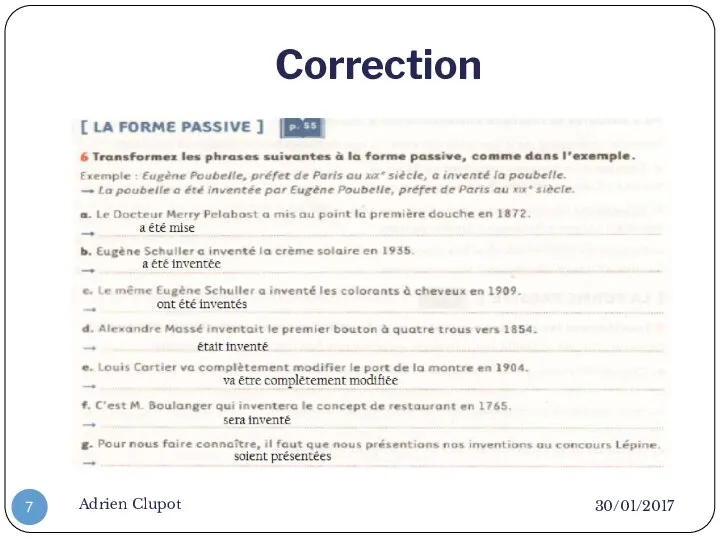Correction 30/01/2017 Adrien Clupot