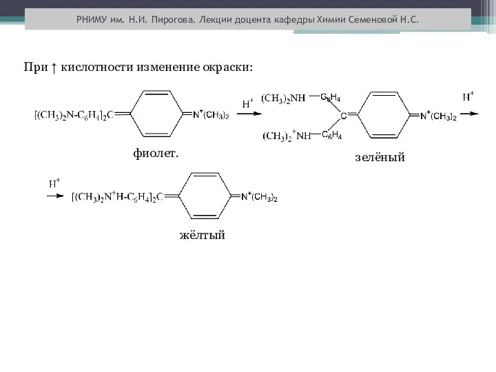 РНИМУ им. Н.И. Пирогова. Лекции доцента кафедры Химии Семеновой Н.С. При