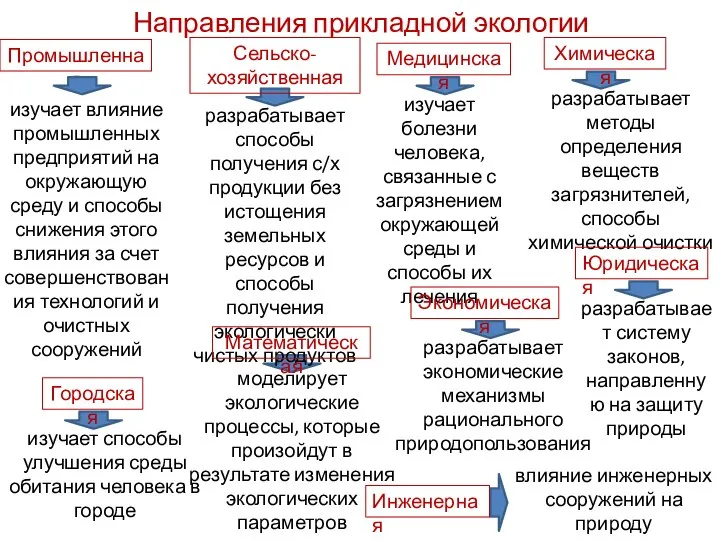 Направления прикладной экологии изучает влияние промышленных предприятий на окружающую среду и