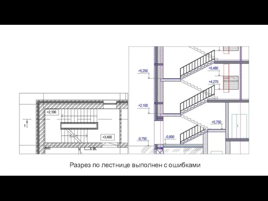 Разрез по лестнице выполнен с ошибками