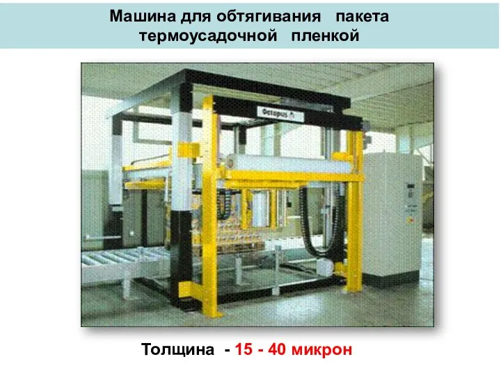 Машина для обтягивания пакета термоусадочной пленкой Толщина - 15 - 40 микрон