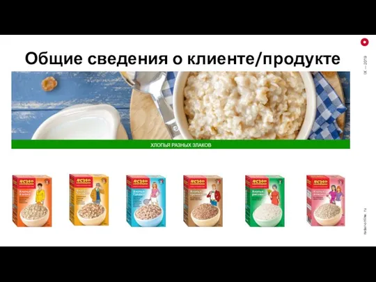 Общие сведения о клиенте/продукте radar-online. ru IX — 2019