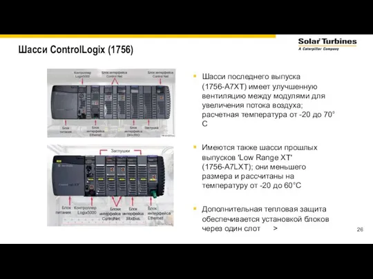 Шасси ControlLogix (1756) Шасси последнего выпуска (1756-A7XT) имеет улучшенную вентиляцию между