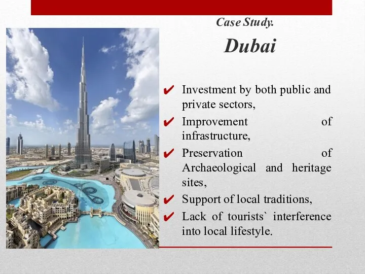 Case Study. Dubai Investment by both public and private sectors, Improvement