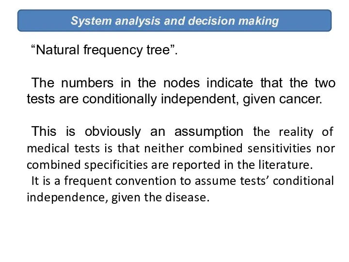 System analysis and decision making “Natural frequency tree”. The numbers in