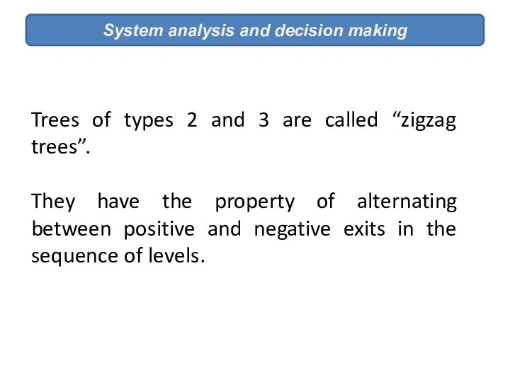 System analysis and decision making Trees of types 2 and 3