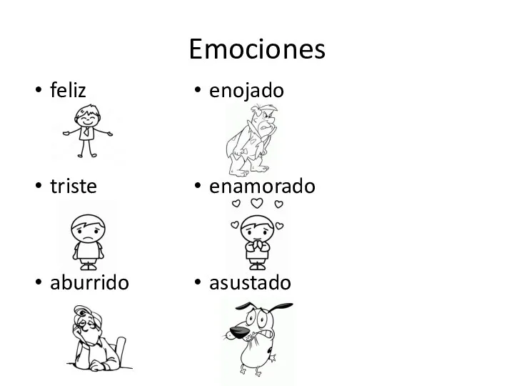 Emociones feliz triste aburrido enojado enamorado asustado