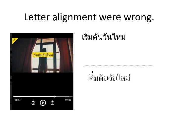 Letter alignment were wrong. เริ่มต้นวันใหม่