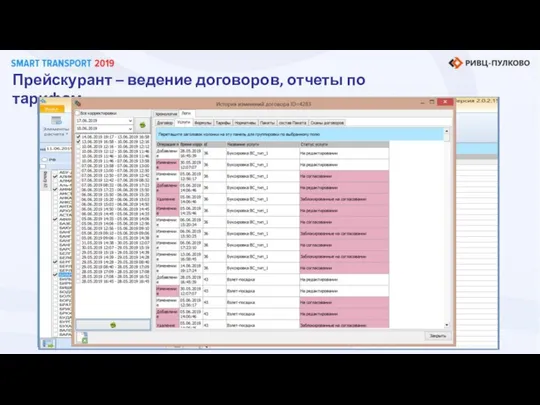 Прейскурант – ведение договоров, отчеты по тарифам