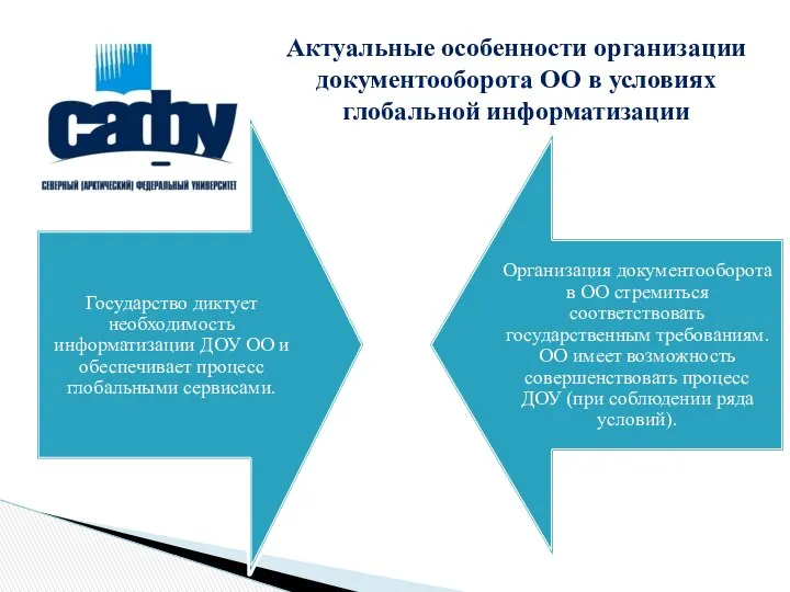 Актуальные особенности организации документооборота ОО в условиях глобальной информатизации