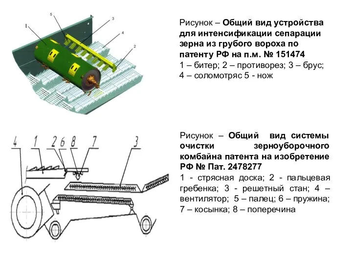 Рисунок – Общий вид устройства для интенсификации сепарации зерна из грубого