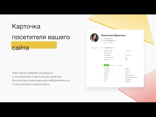 Карточка посетителя вашего сайта Want Result собирает все данные о пользователе