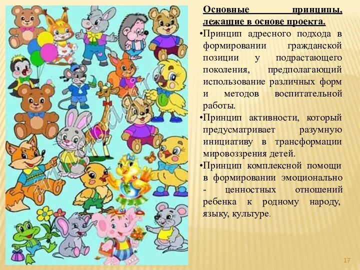 Основные принципы, лежащие в основе проекта. Принцип адресного подхода в формировании