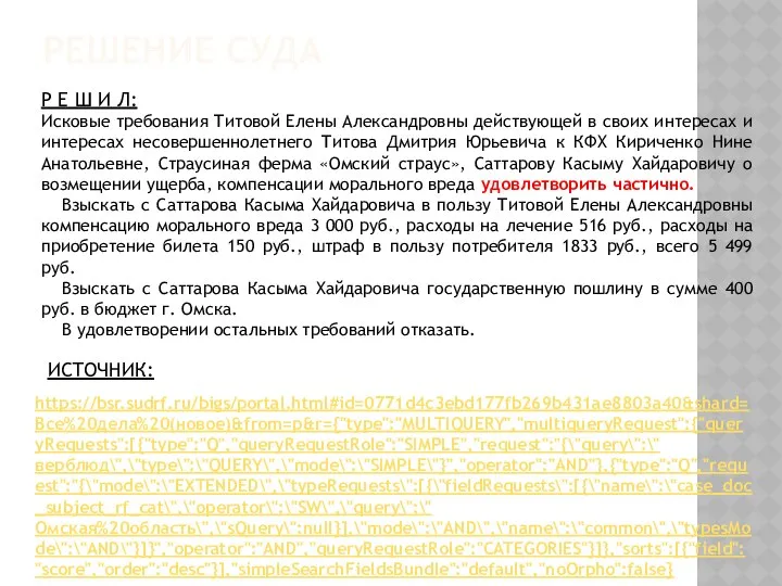РЕШЕНИЕ СУДА Р Е Ш И Л: Исковые требования Титовой Елены