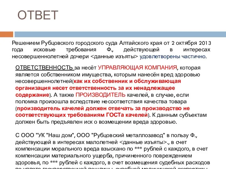 ОТВЕТ Решением Рубцовского городского суда Алтайского края от 2 октября 2013