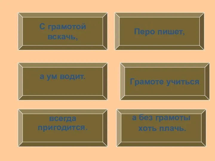 Грамоте учиться а без грамоты хоть плачь. Перо пишет, С грамотой