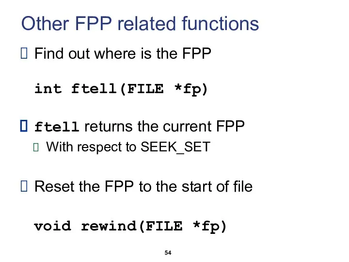 Other FPP related functions Find out where is the FPP int