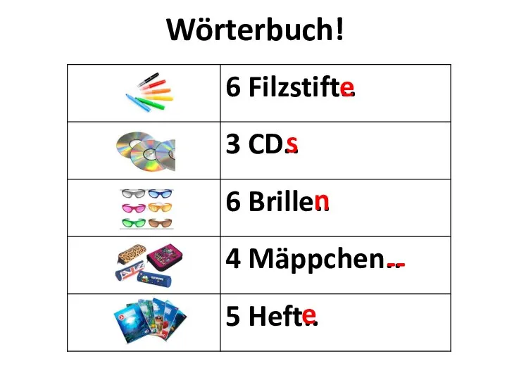 Wörterbuch! e s n -- e