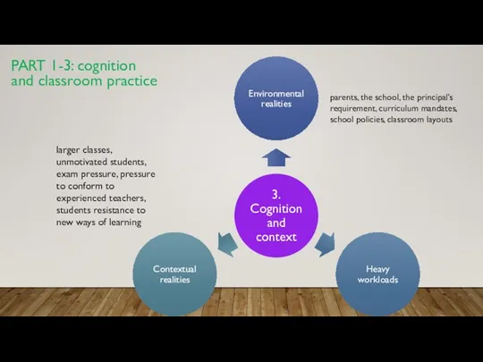 PART 1-3: cognition and classroom practice larger classes, unmotivated students, exam