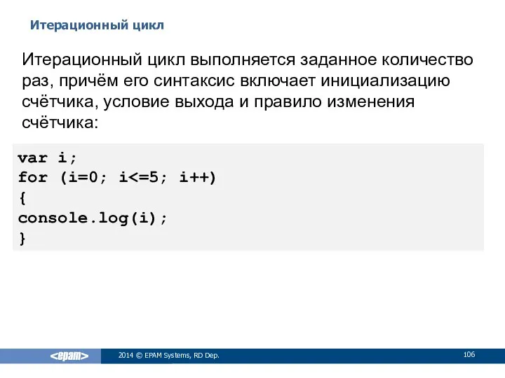 Итерационный цикл 2014 © EPAM Systems, RD Dep. Итерационный цикл выполняется