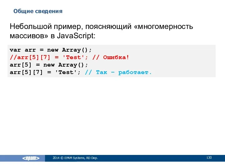 Общие сведения 2014 © EPAM Systems, RD Dep. Небольшой пример, поясняющий