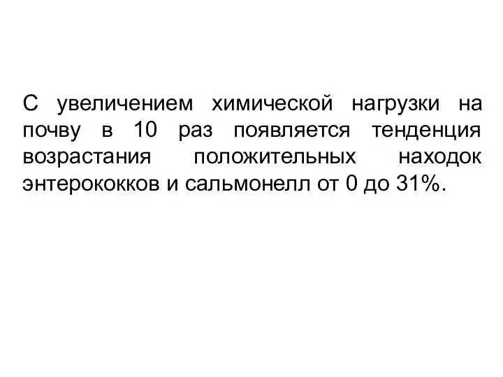 С увеличением химической нагрузки на почву в 10 раз появляется тенденция