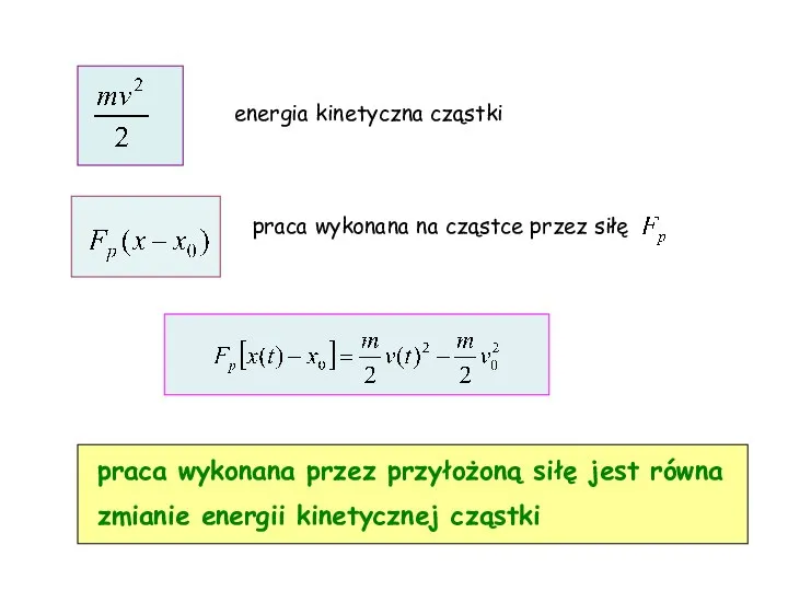 energia kinetyczna cząstki praca wykonana przez przyłożoną siłę jest równa zmianie