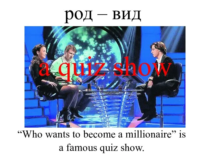 a quiz show “Who wants to become a millionaire” is a