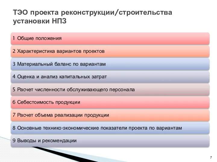 ТЭО проекта реконструкции/строительства установки НПЗ