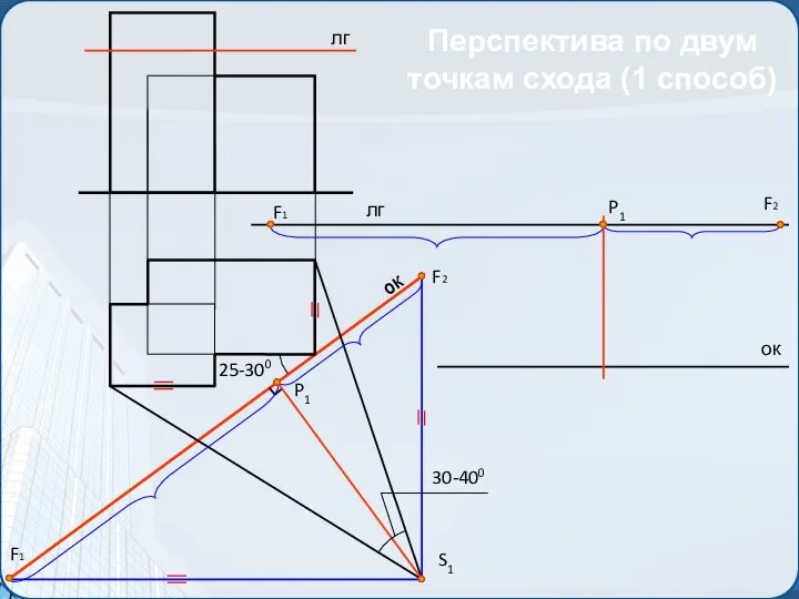 Перспектива по двум точкам схода (1 способ) лг 25-300 30-400 S1