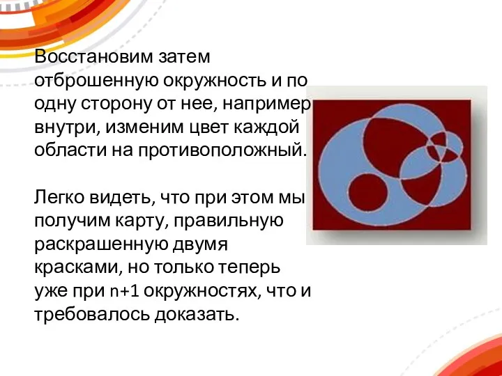 Восстановим затем отброшенную окружность и по одну сторону от нее, например