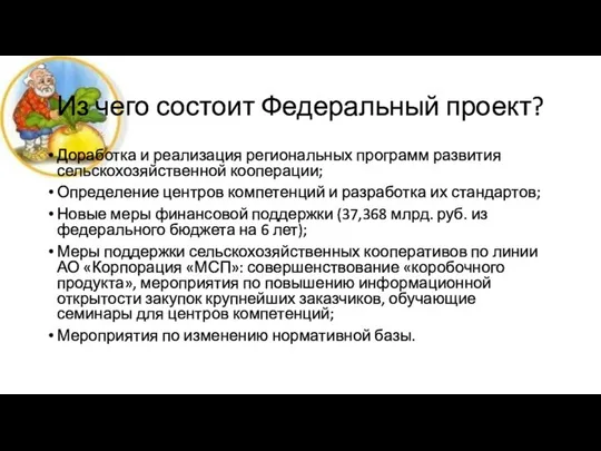 Из чего состоит Федеральный проект? Доработка и реализация региональных программ развития