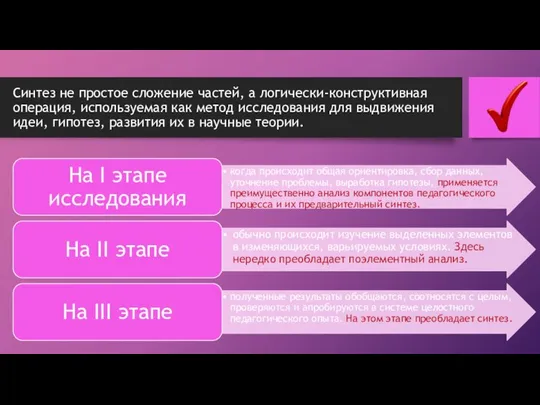 Синтез не простое сложение частей, а логически-конструктивная операция, используемая как метод