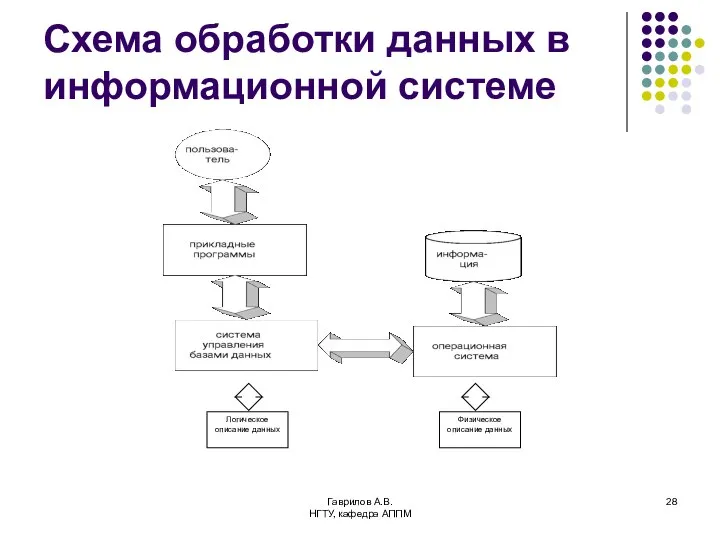 Гаврилов А.В. НГТУ, кафедра АППМ Схема обработки данных в информационной системе