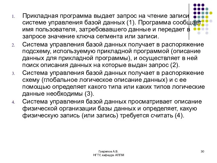 Гаврилов А.В. НГТУ, кафедра АППМ Прикладная программа выдает запрос на чтение