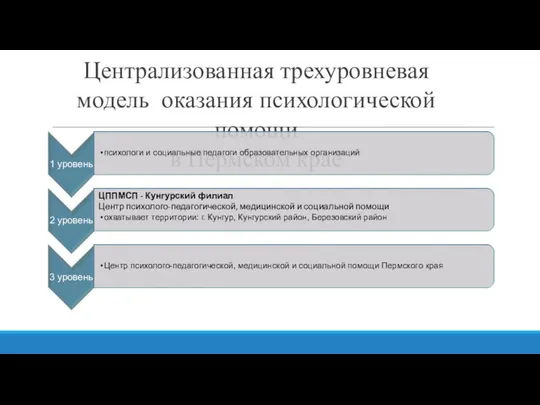 Централизованная трехуровневая модель оказания психологической помощи в Пермском крае психологи и