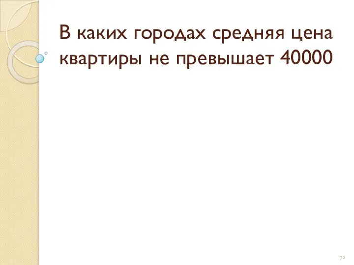 В каких городах средняя цена квартиры не превышает 40000