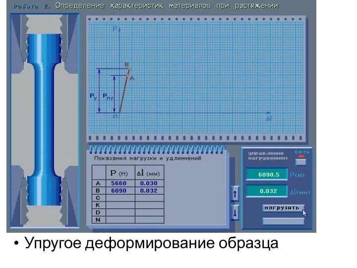 Упругое деформирование образца