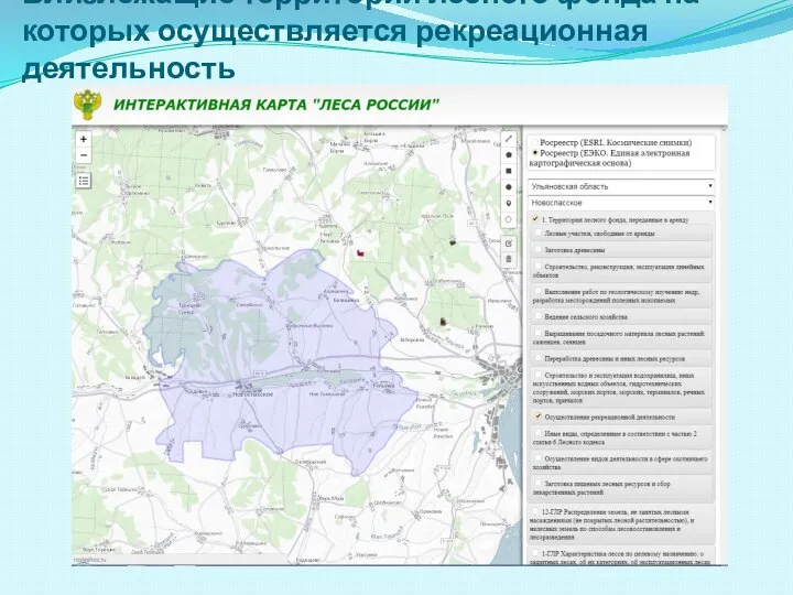 Близлежащие территории лесного фонда на которых осуществляется рекреационная деятельность